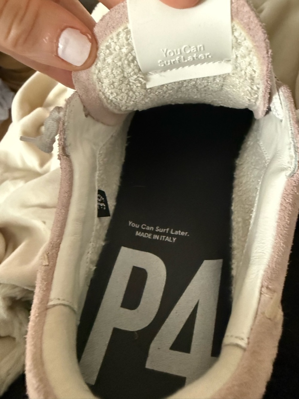 P448 Women's Pale Pink Suede Low-Top Sneakers with White Laces - Picture 5 of 5